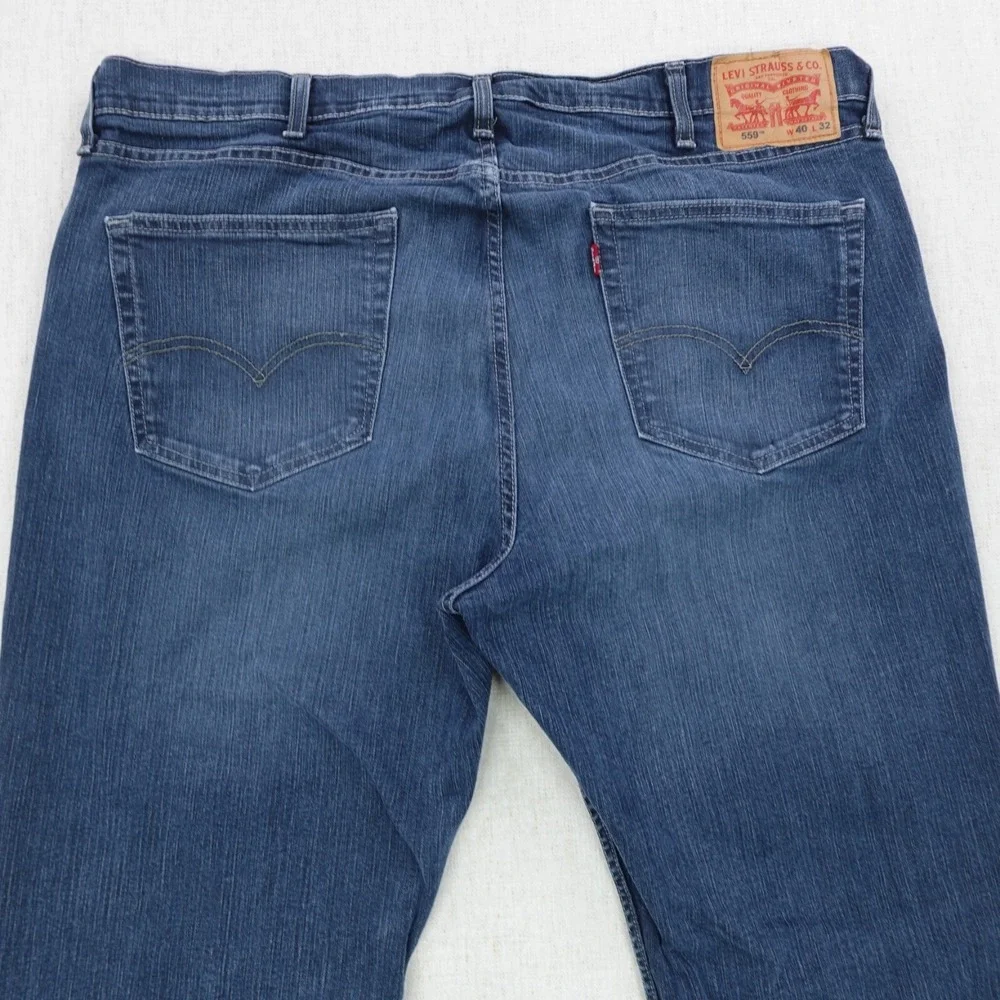 Levis 559 Jeans Blue Mens 40x32 Regular Fit Cotton Denim Mid Rise Straught Leg - Picture 4 of 12